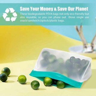 Reusable Food Storage Bags PEVA Snack Bags Zip Lock Silicone Kitchen Refrigerator Organizer (8)