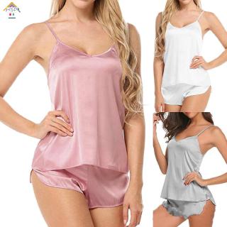 【HSP】Womens Sexy Sleepwear Set Satin Sling Sleepwear