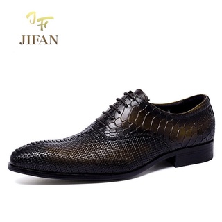 JIFANLight Luxury Brands Business Leather Shoes Men2021New British Genuine Leather Crocodile Pattern (6)