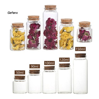 【GX】3Pcs 50/60/90/100/120/150ml Transparent Cork Stopper Glass Bottles Jar Vials (1)