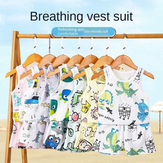 Baby Clothes Vest+Shorts Two-Piece Set Vest Suit Thin Breathable Pure Cotton Sleeveless Kids Pajama
