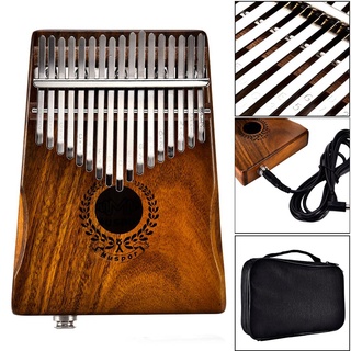 ✗17 Keys EQ kalimba Acacia Thumb Piano Link Speaker Electric Pickup with Bag Cable 17 keys Calimba M