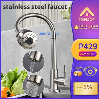 TENJOY Kitchen Faucet 360° Flexible Faucet 304 Stainless Sink Filter Faucet Universal Faucet