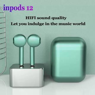 Inpods 12 Wireless Bluetooth 5.0 Headphones TWS Earphone Macaron Touch Earbuds HIFI Headsets with Mic Charging Box
