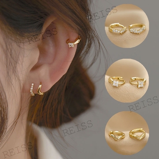 14K Gold-plated Mini Zircon Hoop Earrings For Woman 1 Pair Huggie Piercing Earings Cubic Zirconia Cartilage Earring Stud 1