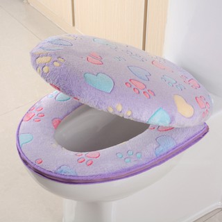 ♤●℡Thick Coral velvet luxury toilet Seat Cover Set soft Warm Zipper One / Two-piece toilet Case Wate