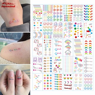 HW 30PCS Colorful Temporary Tattoo Stickers Rainbow Smiley Love Heart Bear Body Art Tattoo Decals
