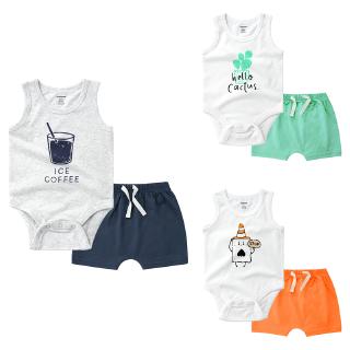 Summer Outfits Boy Terno Sleeveless Onesies Baby Romper+Shorts Cotton Clothes Set