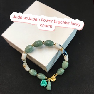 jade w/japan flower bracelet lucky charm