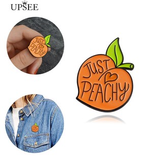 UPSEE 1Pc Clothes Jewelry Peach Pattern Enamel Letter Brooch Pin