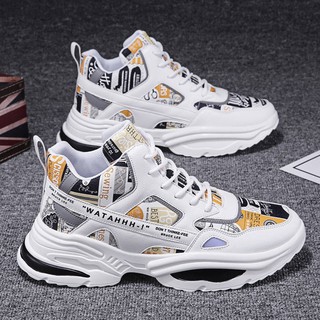 Ready stock Men's sports shoes Daddy shoes men's Korean version of the trend of autumn and winter ins super fire high-top sports men's orgasm shoes small white board shoes