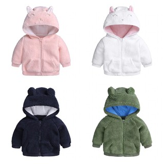 HMZ. Baby Coat Infant Plus Velvet Thick Cotton Boys Girls Hooded Outerwear Baby Clothing tT9Y (1)