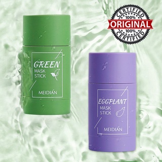 Green Tea Mask Oil Control Anti-Acne Eggplant Solid Brightening Clay Stick Mask Facial Treatment