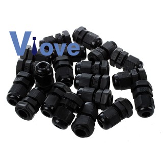 20 Pieces Black Plastic Waterproof Cable Gland Connector PG7