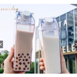 Acrylic Water Clear Transparent Bottle Stylish Milk Carton Shaped Water Bottle Milk and Tea Tumbler