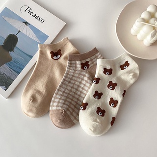 Ladies fashion socks∏ﺴKorea cute bear socks female socks shallow mouth ins tide pure cotton spring a