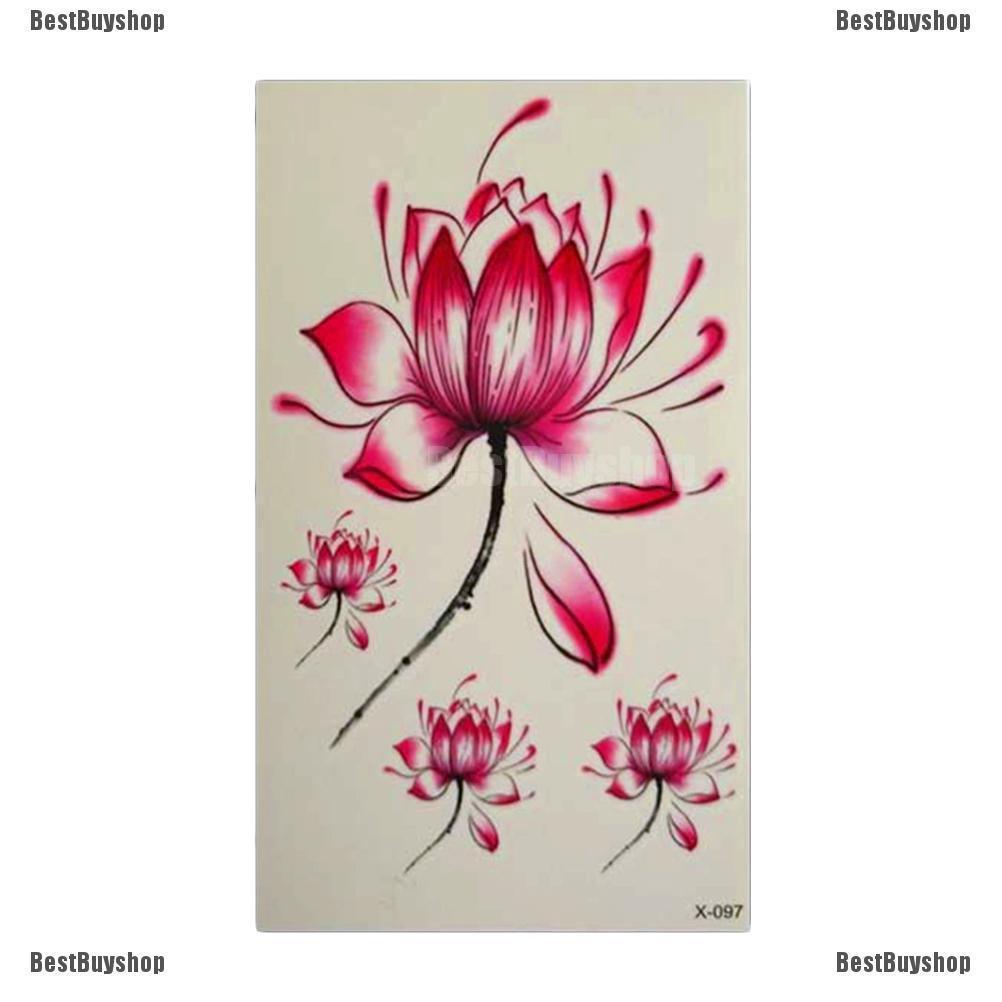 GDPH Charm Waterproof Lotus Flower Tattoo Stickers Floral Pattern Temporary