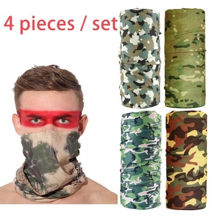 Sports✹▪◕LOOGU 4 piece/set Bandana Multi HeadScarf Headkerchief Tube Seamless Headwear Neck cover fo