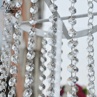【Stock】100cm Faux Crystal Octagonal Beads Pendant DIY Curtain Lamp Chandelier Decor (1)