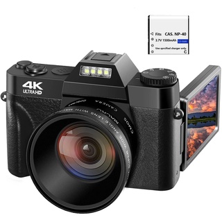 4K Digital Camera 48MP 16X Digital Zoom Flip Screen Autofocus Camcorder with Wide-Angle Macro Lens (1)