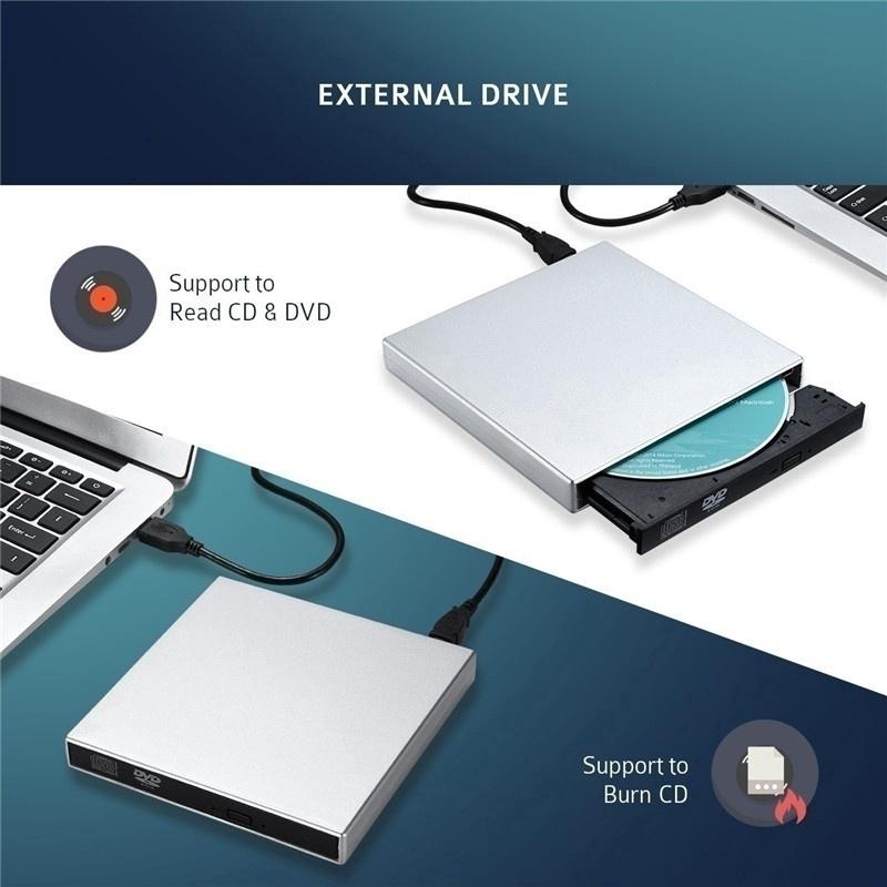 External DVD Drive USB 2.0 Slim Portable Writer Burner Rewriter CD ROM Drive iJoy