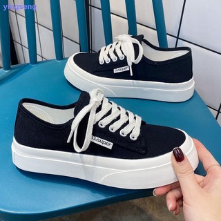 Canvas shoes women s thick-soled thin students 2021 summer new all-match ulzzang sponge cake white shoes sneakers