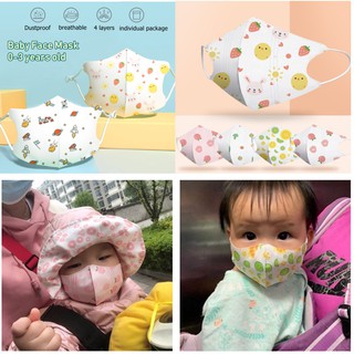 10 PCS KF94 4-Ply Earloop Protective Face Mask for Kids Children and Baby - Cute Facemask