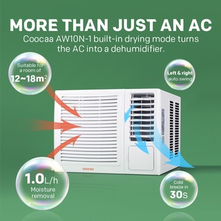 Coocaa AW10N-1 Aircon Air Purify Window Type 1.0hp Remote R32 Side Discharge 220-230V, 1Ph, 60Hz (2)