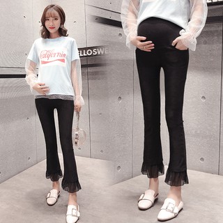 New fashion pregnancy wear Summer Maternity pants High elastic waist Pregnant woman Flared trousers