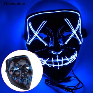 Shkingdom Neon Stitches Mask LED Wire Light Up Costume Party Purge Halloween Cosplay Masks PH