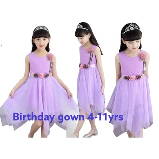 kids dress party gown purple dress for birthday party