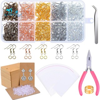 Supplies, Making Kit with Hooks, Jump Rings, Pliers, Backs, Earrings Holder Cards Clear Bags for DIY Supplies and Earring