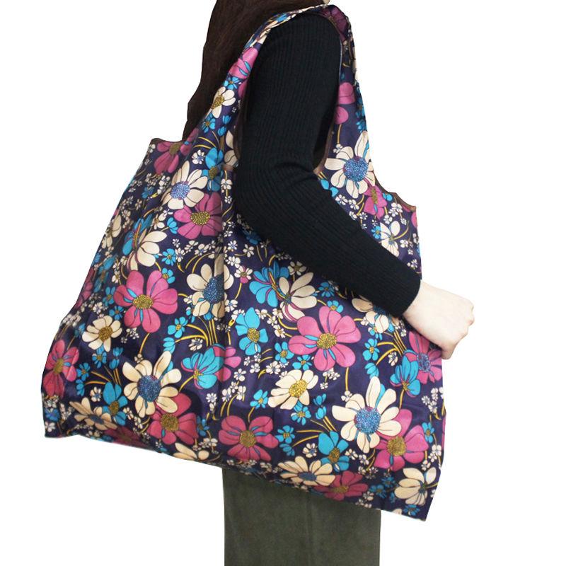 Foldable Shopping Bag Eco-friendly Reusable Portable Shoulder Handbag Waterproof Polyester for Travel Grocery Bags (9)