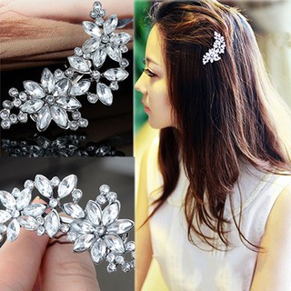 Women Flower Headwear Rhinestone Barrette Crystal Hair Clip Bobby Pin Fashion Factoryoutlet (1)