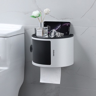 Wall Mounted Toilet Paper Roll Holder With Phone Storage Shelf Tissue Box Dispenser Cabinet Rag