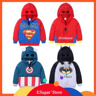 Boys Superhero Jacket Kids Superman Batman Spiderman Captain America Cartoon Long Sleeve Coat