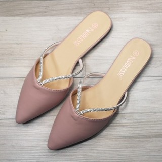 Noblesse Fashion Korean Pointed Toe Flat Half Shoes Mules Women Sandals AD20664 (1)