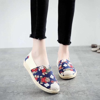 Women's Canvas Shoes Casual Floral Print Slip On Loafers