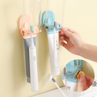 Wall-mounted double card toothbrush holder with toothpaste squeezing device can hang the mouthwash cup bathroom storage rack. (2)