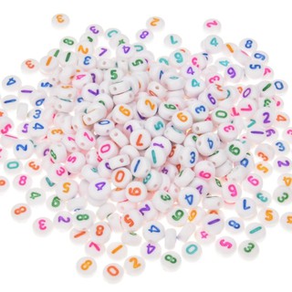 200pcs Acrylic Charm Colorful numbers Beads Jewelry Making DIY Accessories