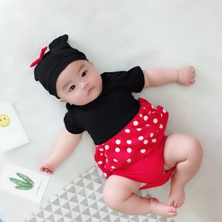 Baby Girls Boys Romper Cartoon Jumpsuit + Hat 2pcs/set Baby Girl Infant Princess Onesie Romper +Tutu Dress Set Mickey Minnie Mouse Newborn Infant Jumper Baby Clothes (2)