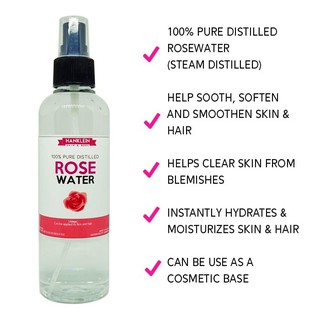Hanklein Rose Water 100ml (pure distilled) spray