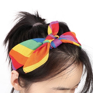 Rainbow Color Bandanas Headband Cute Girls Yoga Running Sports Headwear Long Elastic Hair Band (4)