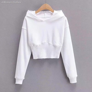 ✱✷100% cotton hooded waist short sweater women s long-sleeved 2021 early autumn new style Korean cas (6)