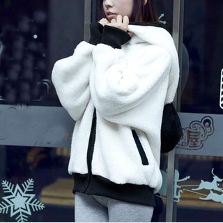 ◕►Cute Bear Ear Panda Winter Warm Hoodie Coat Women Hooded Jacket Outerwear