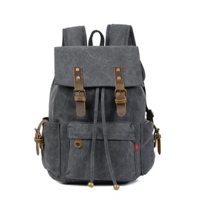 AUGUR grey canvas backpack men's and women's casual school bag middle school travel bag computer bag