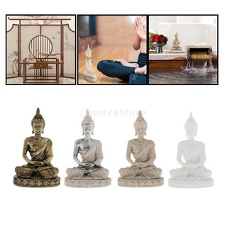 [FRENECI2] Small Thai Buddha Statue Figurine Sandstone Buddhist Home Decor Silver
