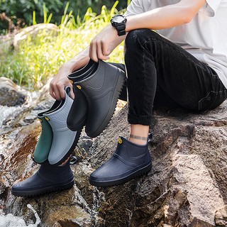 Men's Fashion Waterproof Shoes Non-slip Short Tube Boots (9)