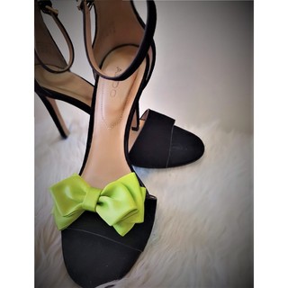 Pair Bow Shoe Clips Satin Ribbon Girls Women Shoe Accessories