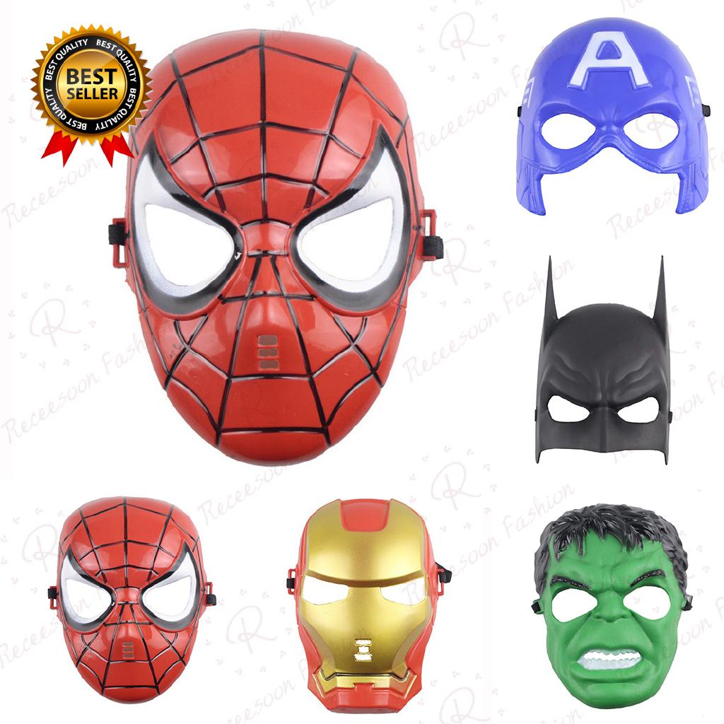 5PCS Marvel Avengers Mask Spider-Man Hulk Batman Iron Man Cosplay Toy Boy Kids Gift
